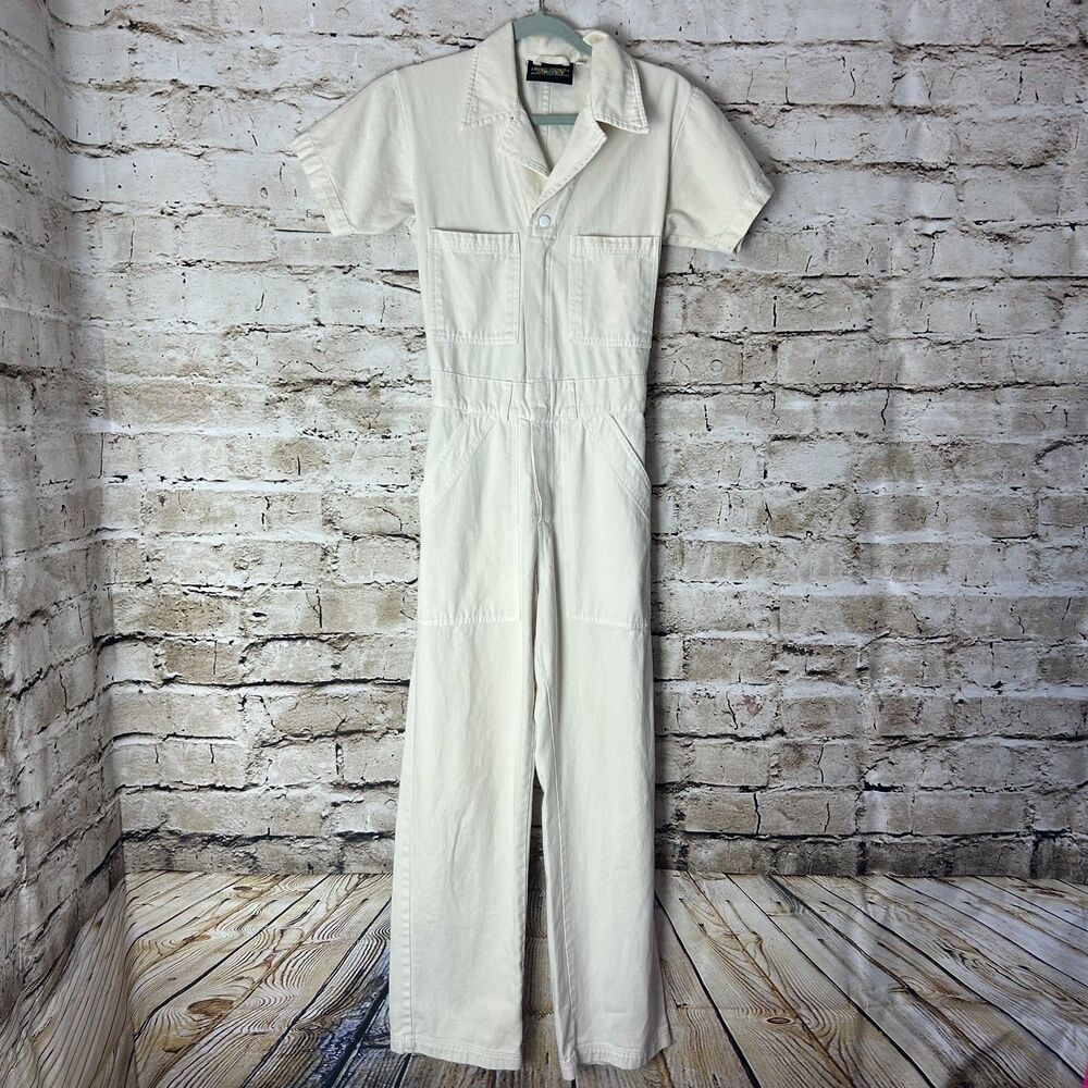Big Bud Press Short Sleeve Jumpsuit Women XS White Utility Coveralls Made in USA